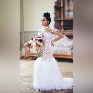 Custom Bridal Gown - Ostrich Feather Train